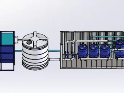 40KL Water Treatment System - Detailed -Editable 3D Model 3D model