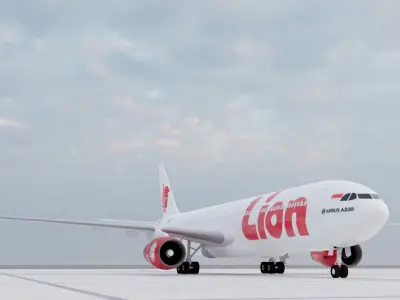 Airbus A330-300 Airliner - Lion Air Low-poly 3D model Low-poly 3D model