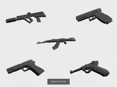 Guns and melee weapons 3D Model Pack