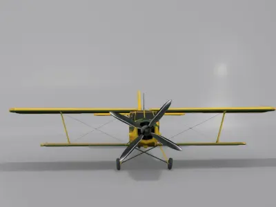 Airplane AN-2 biplane Low-poly 3D model