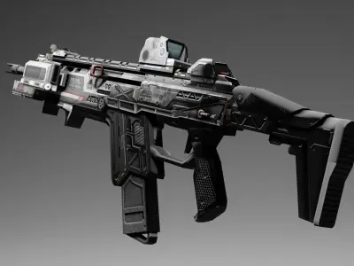 Sci-fi Assault Rifle Game Ready  - R201 Low-poly 3D model
