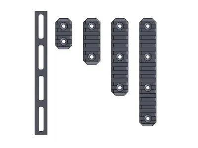 Picatinny Rail pack 3-5-9-12 Slots 3D model
