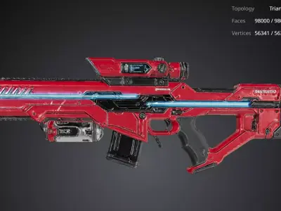 Red Rifle Gun 3D model