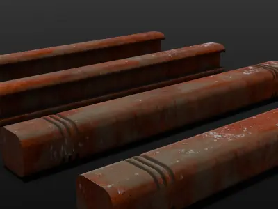 Rusted Beams 3D Model  Low-poly 3D model