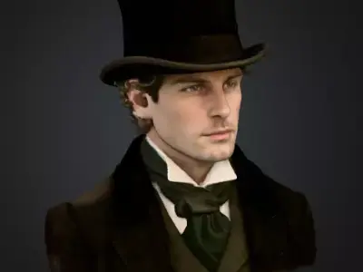 Victorian Gentleman Bust Ultra Realistic 3D Scan Style 3D model