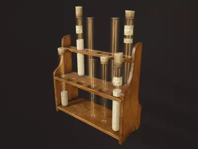 Test Tube Rack - PBR Game Ready Low-poly 3D model