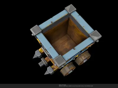  Stylized Fantasy Minecart - Wagon 3D Model - AI Low-poly 3D model