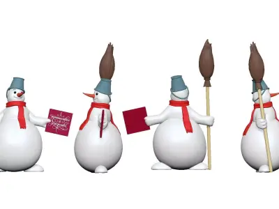 001368 cartoon snowman 3D model