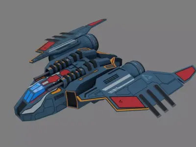 Sci-Fi Fighter Ship - Low Poly - Game Ready - PBR Low-poly 3D model