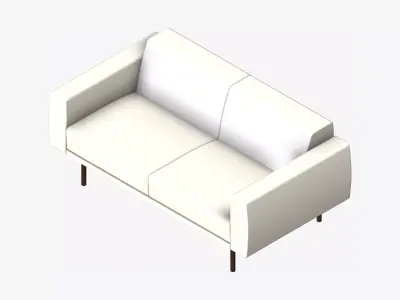 Seat - Sofa - Simplicity - Double Low-poly 3D model