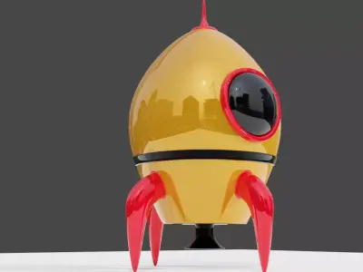 cartoonistic rocket Low-poly 3D model