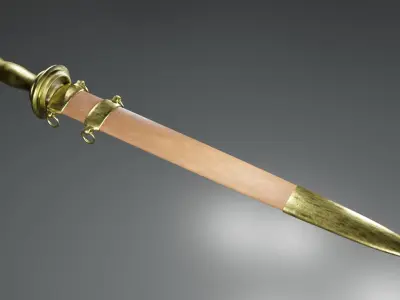 Gladius sword with gold handle 3D model