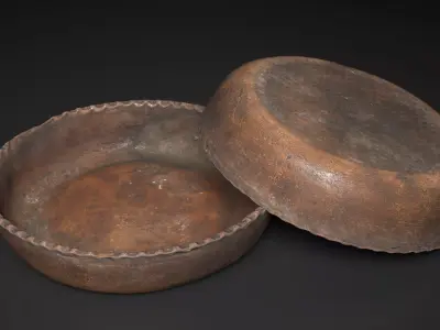 Rustic Clay Plate Low-poly 3D model