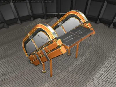 Sci-Fi Stairs - 32- Orange Version Low-poly 3D model