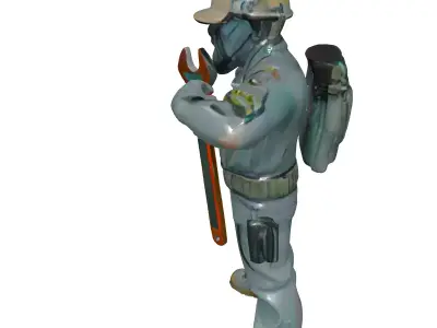 Industrial Worker Mechanic Wrench Character Low-poly 3D model