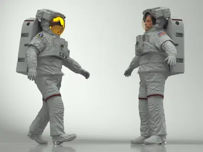 NASA Astronaut Extravehicular Mobility Suit Rigged for Cinema 4D 3D model