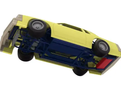 Vintage Dirt late model race car while turning Scale 1 to 25 3D print model