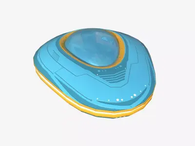 Alien Spaceship UFO C12 Cartoon - Sci Fi Spacecraft Design Low-poly 3D model