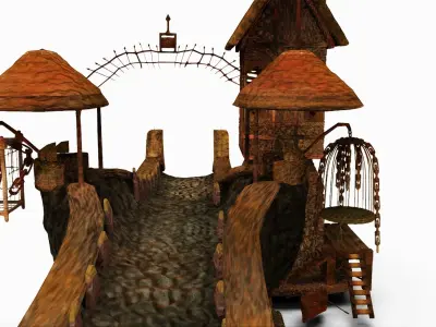 Medieval Stone Bridge High Poly 3D model