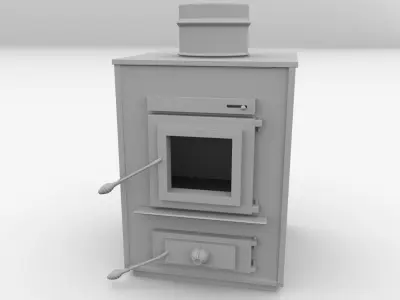 Furnace wood burning stove 3D model