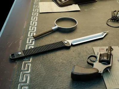 Kurshaw Dune Tanto Tactical Knife Low-poly 3D model