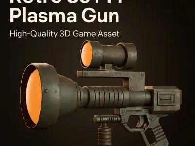Retro Sci-Fi Plasma Gun Game-Ready 3D Model Low-poly 3D model