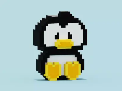 Voxel Penguin Low-poly 3D model