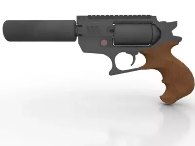 Silenced Revolver  Low-poly 3D model
