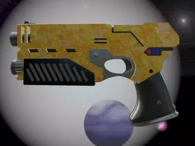 Space Pistol Yellow Low-poly 3D model