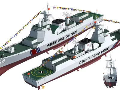 052D version of the Coast Guard ship China Coast Guard warship 3D model