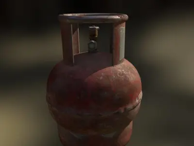 Old gas cylinder from ussr Low-poly 3D model