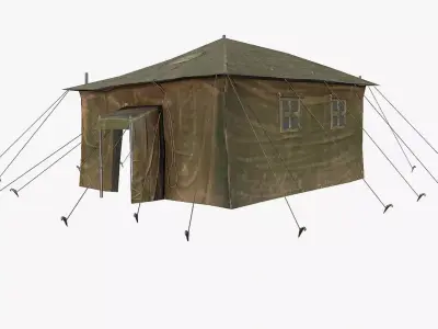 Military Tent Low-poly 3D model 5