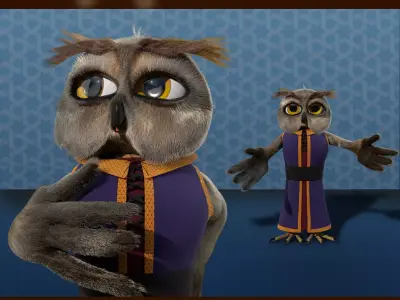 Cartoon Owl Rigged 3D model