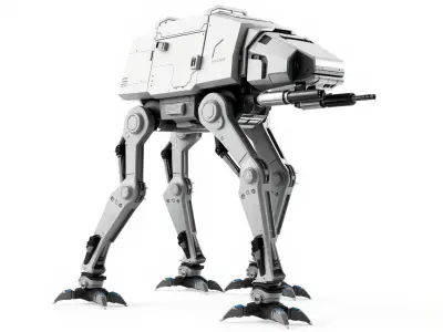 Bipedal Sci-Fi Walker Armored Model Pack Low-poly 3D model