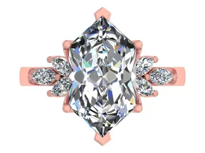 Hexagonal Stone Engagement Ring 3D print model purchase