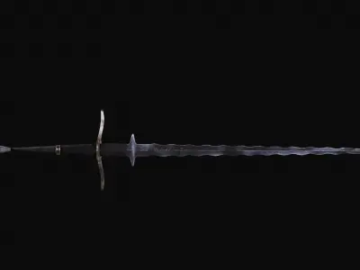 Flamberge Zweihander Medieval Two-handed Sword Free low-poly 3D model