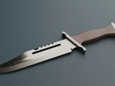 Hunting knife Low-poly 3D model 4