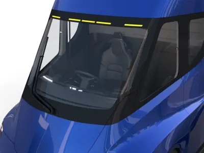 Tesla Truck with Interior and Trailer Blue 3D model