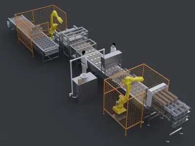 Sandwich Burger Production Line 3D model
