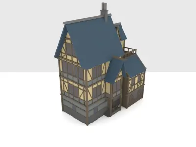 Medieval-styled low-poly house Free low-poly 3D model