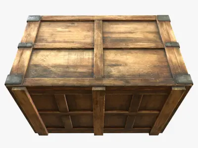 3D Wooden Crate Game Ready PBR Textures Low Poly Low-poly 3D model
