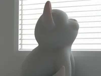 White Little Cat 3D model