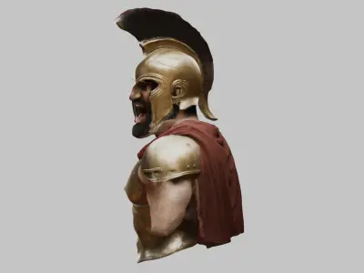 Leonidas King Head Bust SPartan Figure Low-poly 3D model