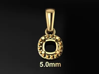 Dainty Diamond Halo Cushion Pendant With Bell 5mm 3D print model