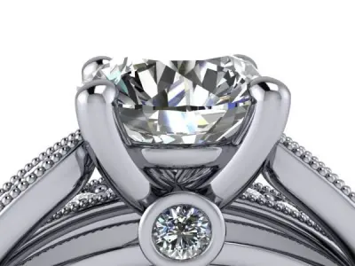 Vintage Cathedral Engagement Ring With Milgrain Jewelry 3D print model