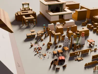 Egypt Low Poly Asset Pack Low-poly 3D model