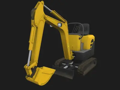 Mini Excavator Low-poly 3D model Low-poly