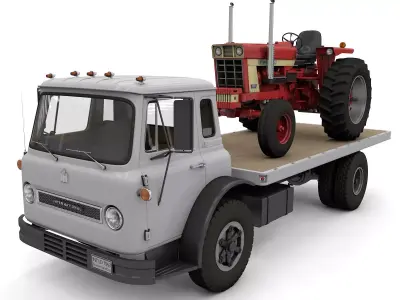 International Loadstar Truck 1963 and Int Harvester Tractor 1972 3D model