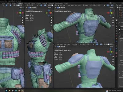 character military woman  Low-poly 3D model