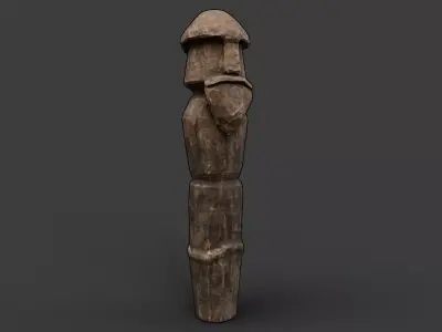 Big Slavic Wooden Medieval Settlement Totem Statue Low-poly 3D model